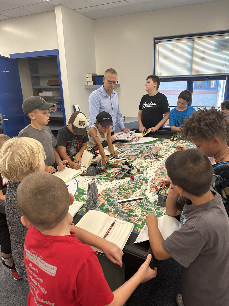 Students collaborating on robotics project